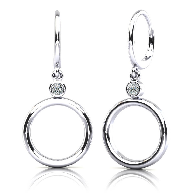 Double Circle Drop Diamond Hoop Earrings Lab-Grown Diamond  with 0.24 ct.(finished) 3.2mm