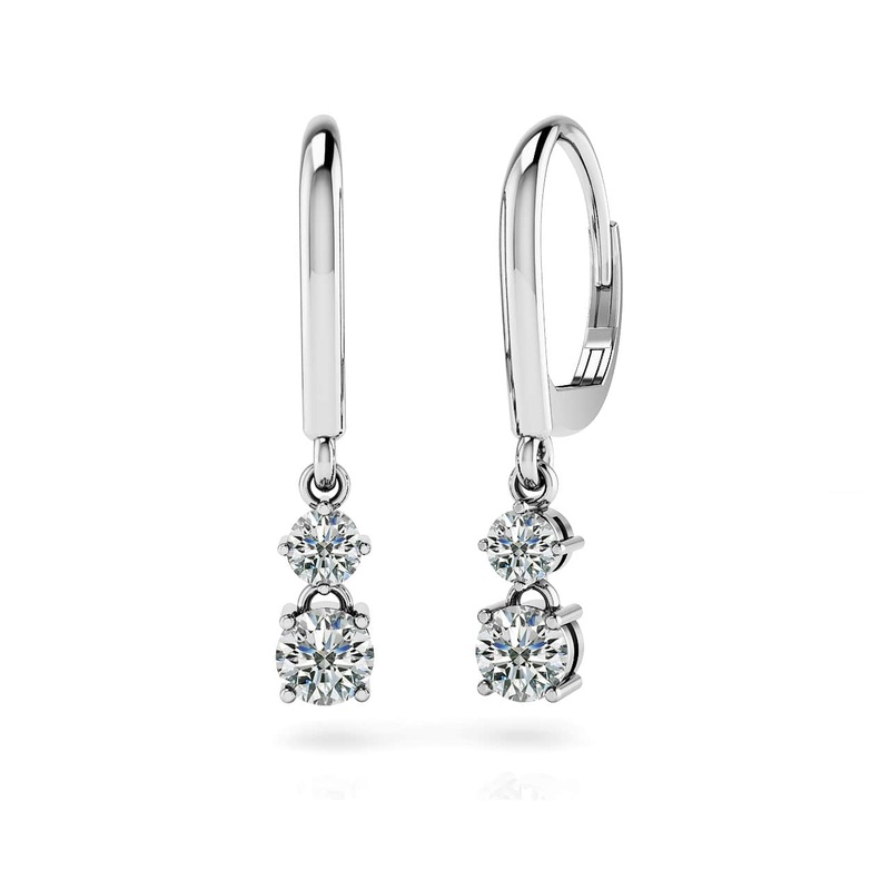 Double Drop Shiny Back Earrings Lab-Grown Diamond  with 0.34 ct.(finished) 2.4mm, 3.2mm
