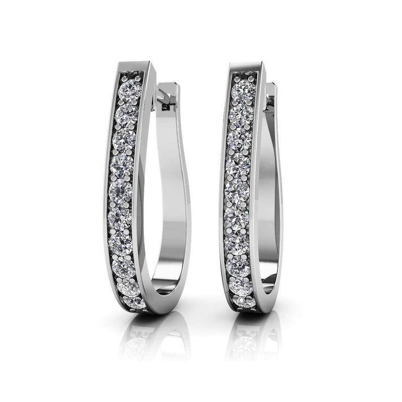Flame Shaped Lab-Grown Diamond Hoop Earrings with 0.50 ct.(finished) 1.8mm