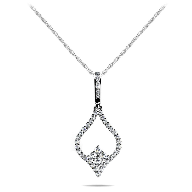 Inverted Heart Lab-Grown Diamond Pendant with 0.37 ct.(finished) 1.2mm, 1.6mm