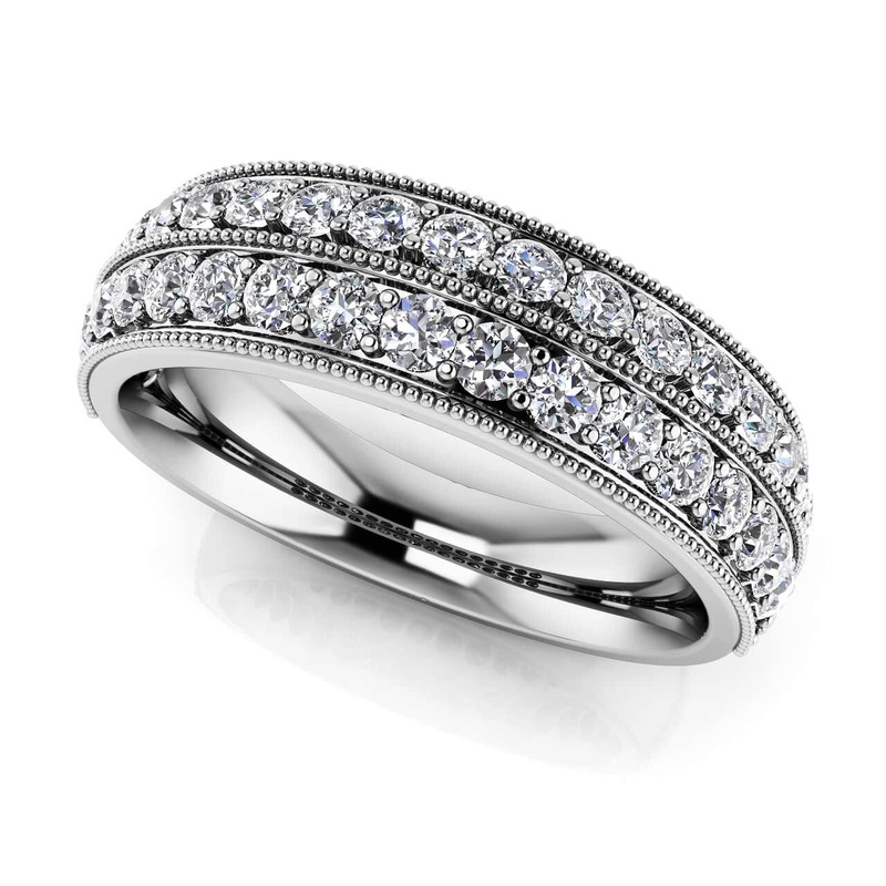 Milgrain Edge Double Row Lab-Grown Diamond  Ring with 0.52 ct.(finished) 1.4mm