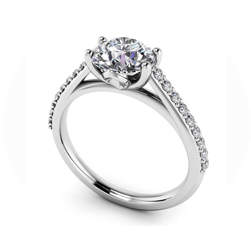 Modern Round Lab-Grown Diamond Engagement Ring with 0.73 ct. (0.50 ct. center diamond)
