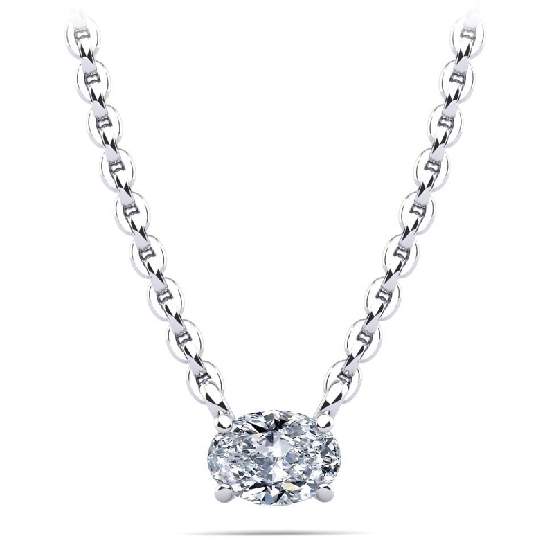 Oval Cut Horizontal Diamond Solitaire Lab-Grown Diamond Pendant with 0.33 ct.(finished) 5x3mm