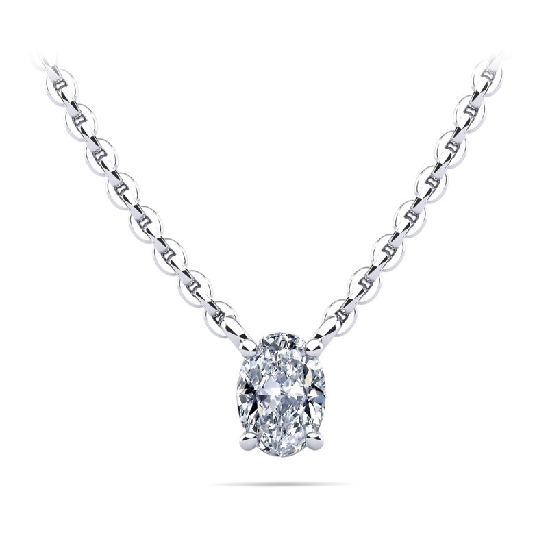 Oval Cut Vertical Diamond Solitaire Lab-Grown Diamond Pendant with 0.33 ct.(finished) 5x3mm