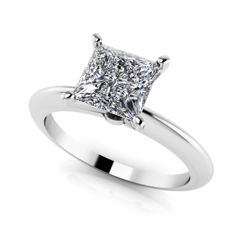 Perfect Princess Cut Lab-Grown Diamond Solitaire Engagement Ring with 0.50 ct.(finished) 5mm