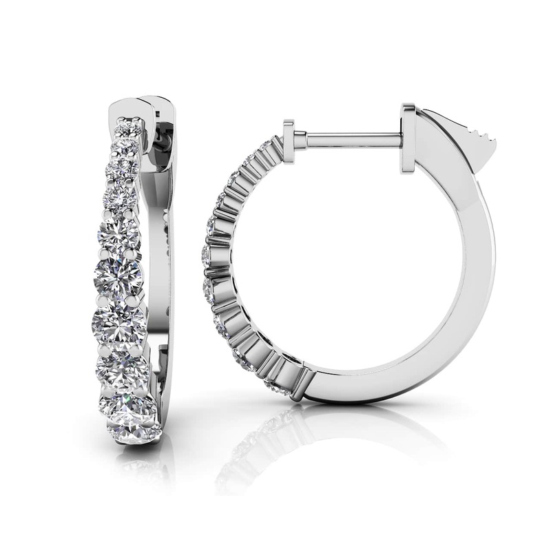 Petite Tapered Lab-Grown Diamond Hoop Earrings with 0.71 ct.(finished)