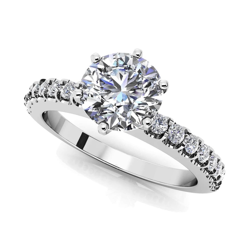 Prong Set Side Lab-Grown Diamond Engagement Ring with 0.74 ct. (0.50 ct. center diamond)