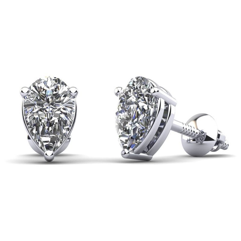 Radiant Romance Pear Shaped Lab-Grown Diamond Stud Earrings with 0.42 ct.(finished) 5x3mm
