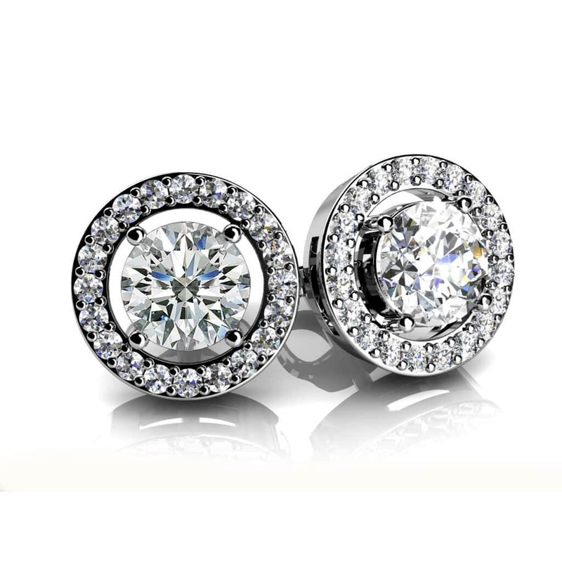 Romanced By Diamonds Lab-Grown Diamond Stud Earrings with 0.74 ct. (2X0.25 ct. center diamonds)