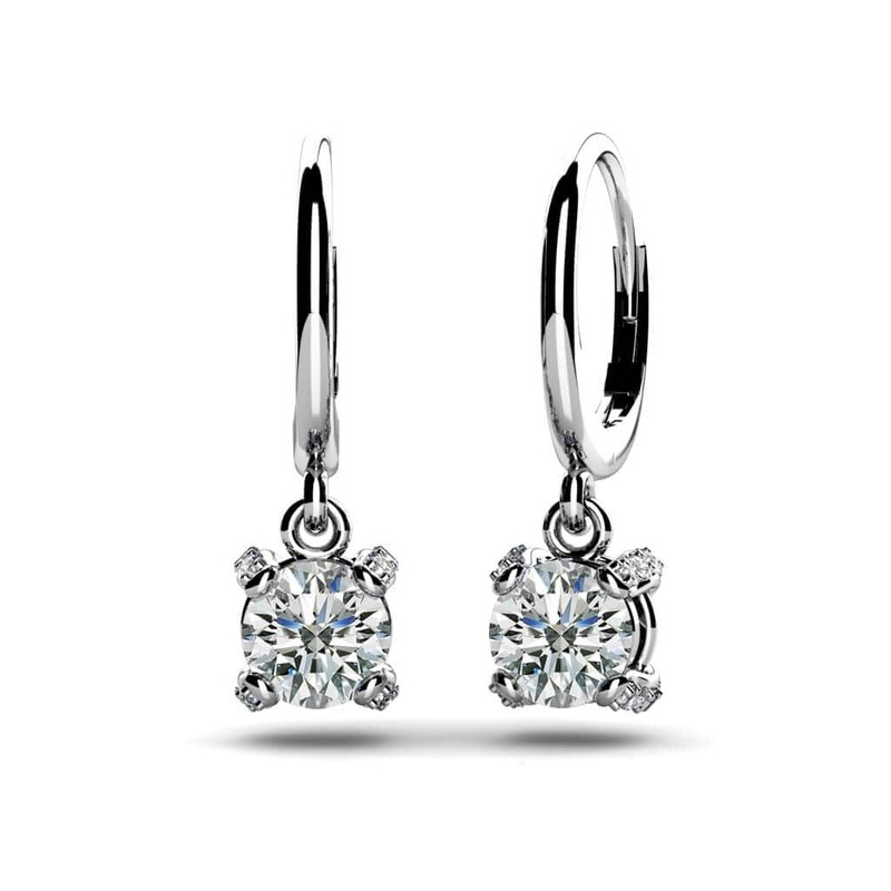 Royal Four Prong Diamond Drop Lab-Grown Diamond Earrings with 0.66 ct.(finished) 1.0mm, 4.0mm