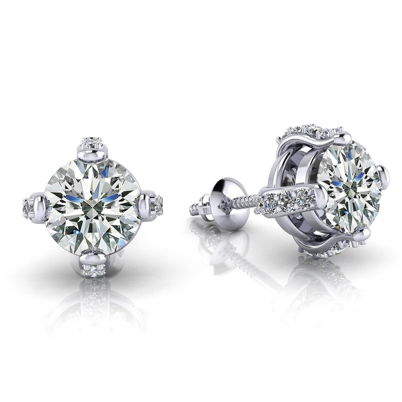 Royal Four Prong Diamond Lab-Grown Diamond Studs  with 0.72 ct. (2X0.25 ct. center diamonds)