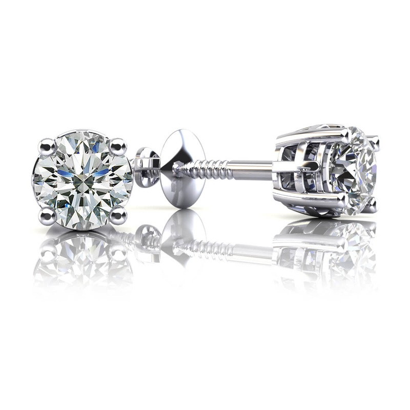 Sign of Faith Diamond Studs With Cross Setting Lab-Grown Diamond  with 1.00 ct.(finished) 5mm