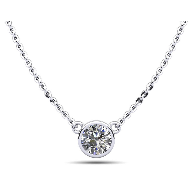 Simply Solitaire Bezel Set Lab-Grown Diamond Pendant with 0.50 ct.(finished) 5mm
