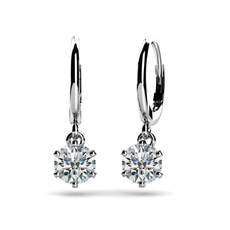 Six Prong Solitaire Diamond Drop Lab-Grown Diamond Earrings with 0.50 ct.(finished) 4.0mm