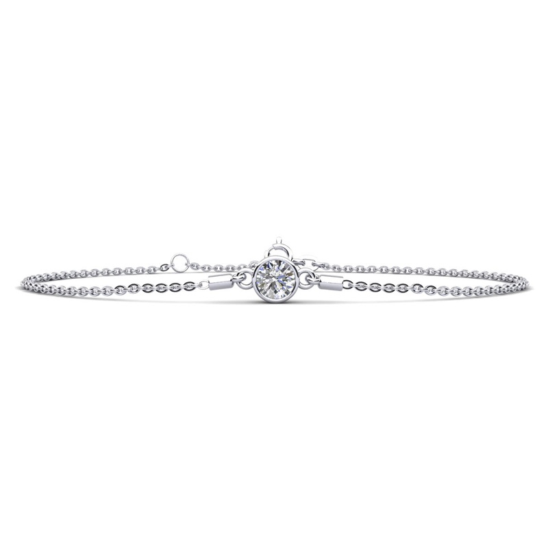 Solitaire Brilliant Round Diamond Adjustable Lab-Grown Diamond Bracelet with 1.00 ct.(finished) 6.5mm