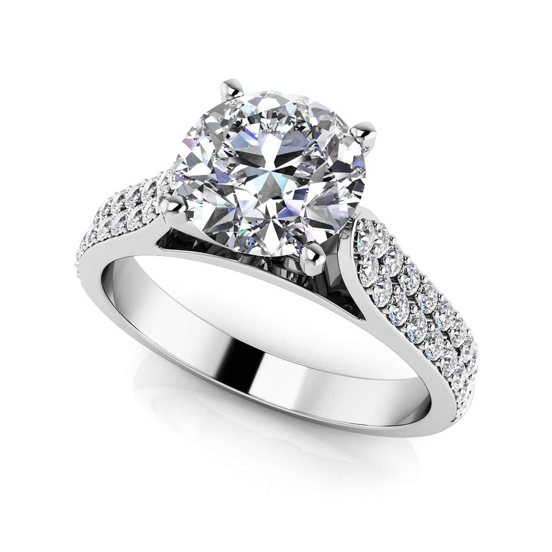 Splendid Romance Two Row Lab-Grown Diamond Engagement Ring with 0.88 ct. (0.50 ct. center diamond)