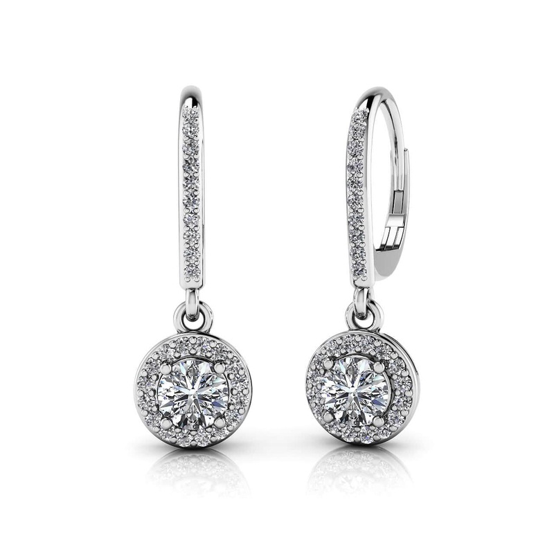 Surrounded With Love Diamond Drop Lab-Grown Diamond Earrings with 0.78 ct. (2X0.25 ct. center diamonds)