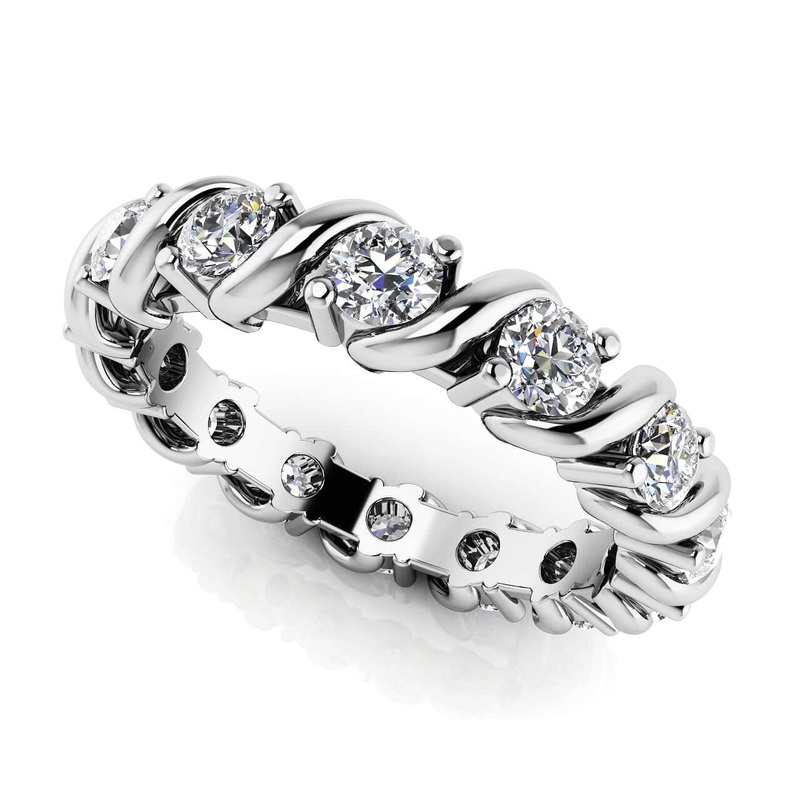 Swirl Frame Twist Diamond Eternity Band Lab-Grown Diamond  with 1.05 ct.(finished) 2.7mm