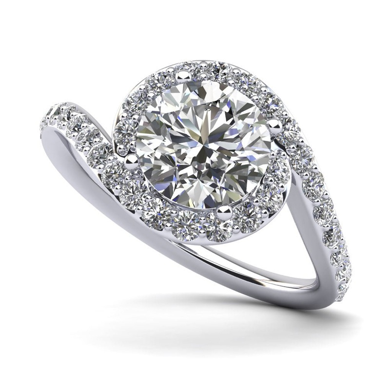 Swirl Halo Lab-Grown Diamond Engagement Ring with 0.95 ct. (0.50 ct. center diamond)