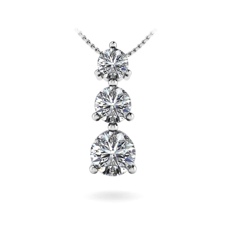 Three Prong 3 Stone Lab-Grown Diamond Pendant with 0.51 ct.(finished) 2.7mm, 3.4mm, 4.2mm