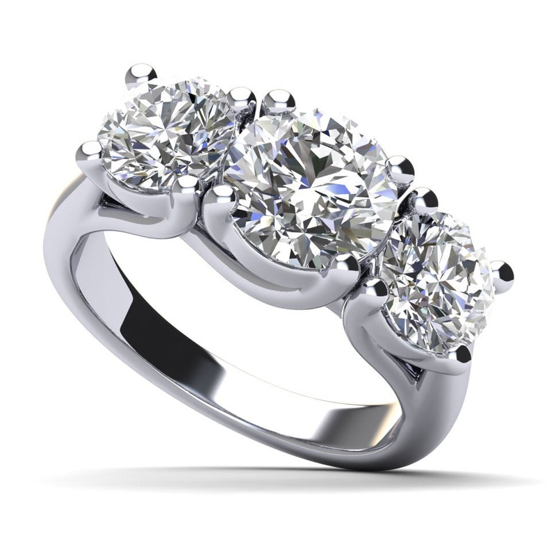 Three Stone Swirl Lab-Grown Diamond Engagement Ring with 0.95 ct. (0.50 ct. center diamond)
