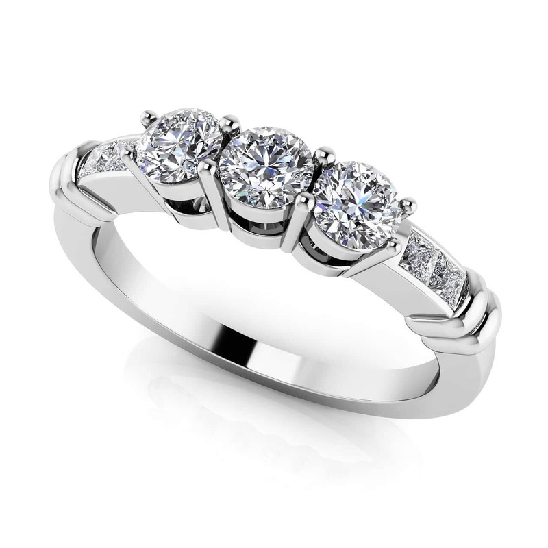 Triple Contrast Band Lab-Grown Diamond  with 0.45 ct.(finished) 1.5mm, 3mm, 3.2mm