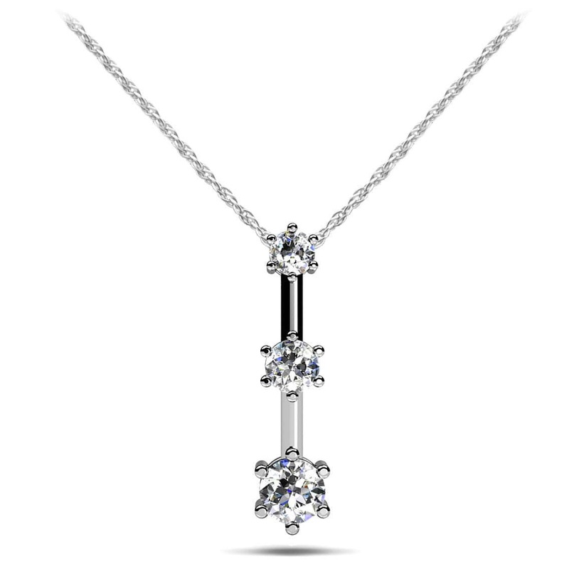 Triple Star 3 Stone Diamond Drop Lab-Grown Diamond Pendant with 0.27 ct.(finished) 2.2mm, 2.8mm, 3.4mm