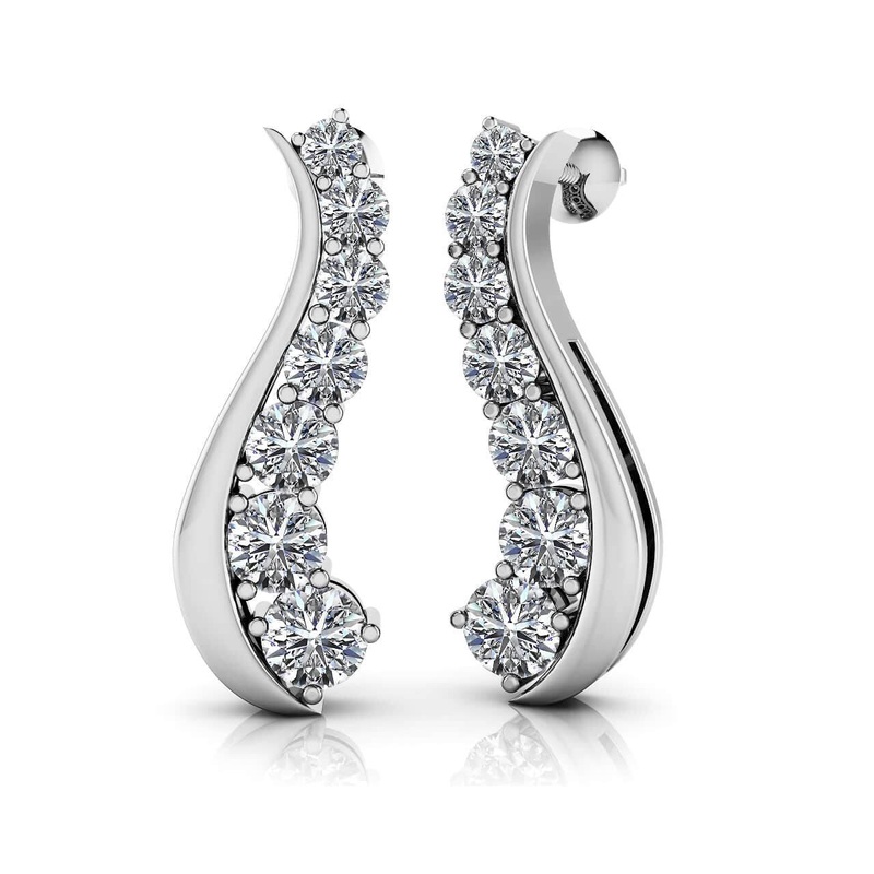 Wavy Journey  Lab-Grown Diamond Earrings with 0.53 ct.(finished)