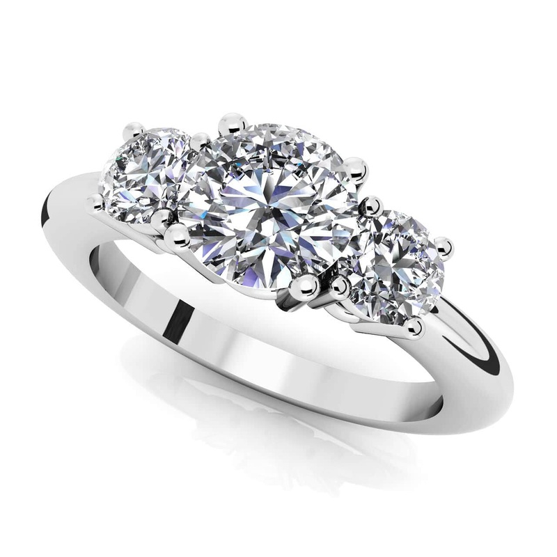 Brilliant Cut Round Diamond 3 Stone Lab-Grown Diamond Ring with 0.92 ct. (0.50 ct. center diamond)