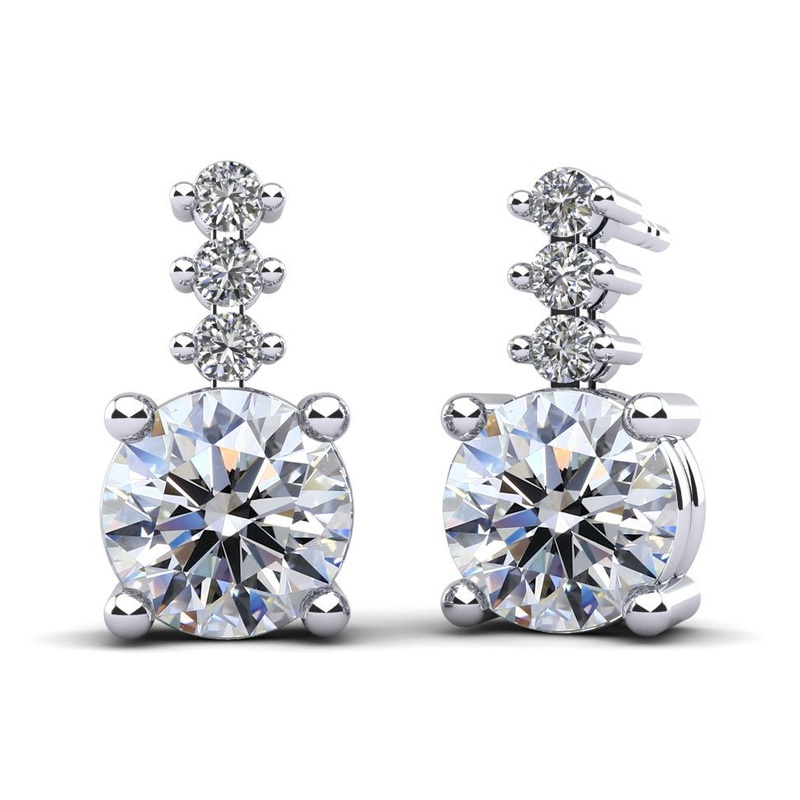Brilliant Round Drop  Lab-Grown Diamond Earrings with 1.09 ct.(finished) 1.5mm, 5mm