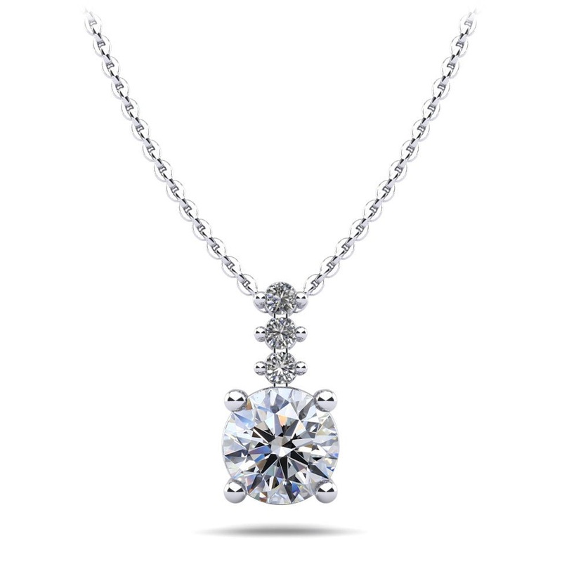 Brilliant Round Drop Lab-Grown Diamond Pendant with 0.55 ct.(finished) 1.5mm, 5mm