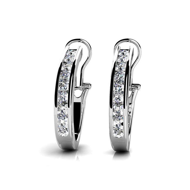 Channel Set Lab-Grown Diamond Hoop Earrings with 0.24 ct.(finished) 1.6mm
