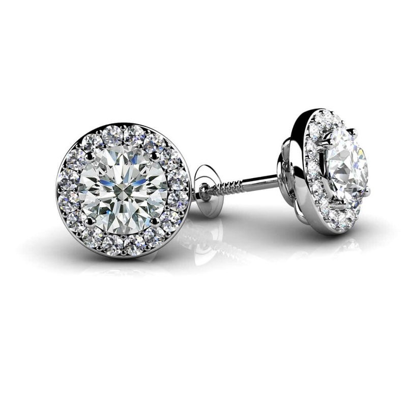Circle Designer Lab-Grown Diamond Stud Earrings with 1.22 ct. (2X0.50 ct. center diamonds)