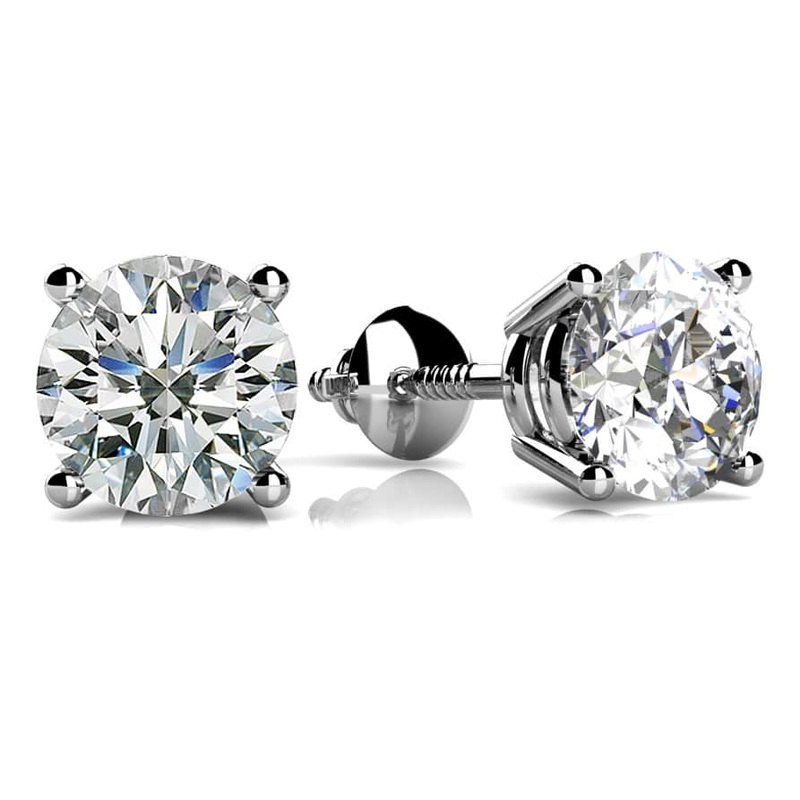 Classic Four Prong Diamond Lab-Grown Diamond Studs  with 0.76 ct.(finished) 4.6mm