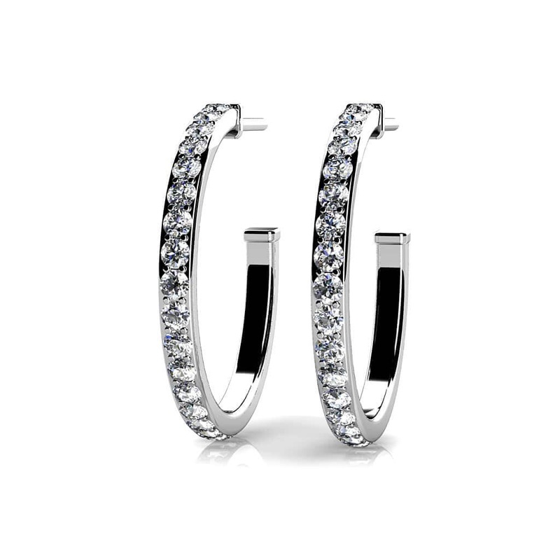 Classic Single Row Lab-Grown Diamond Round Hoop Earrings with 0.65 ct.(finished) 1.4mm