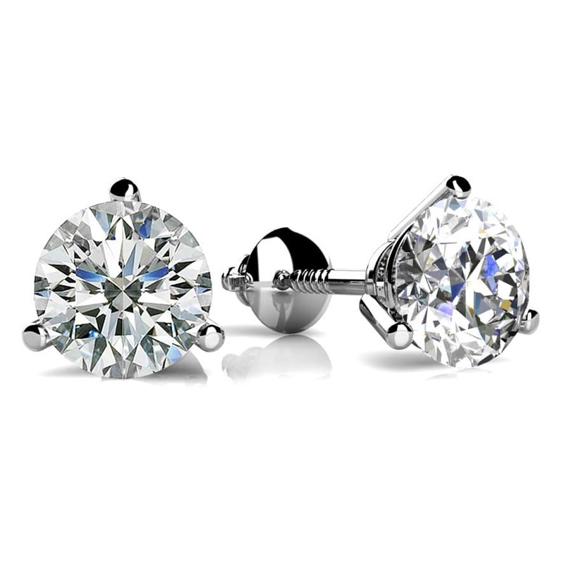 Classic Three Prong Diamond Diamond Studs with 0.32 ct.(finished) 3.5mm