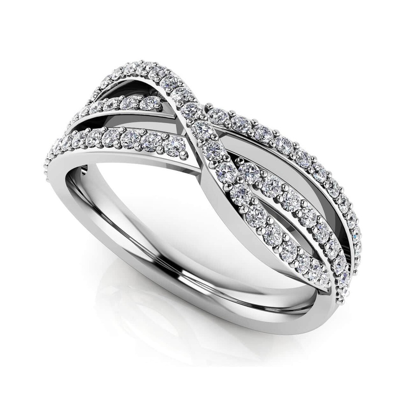 Dazzling Three Row Anniversary Lab-Grown Diamond Ring with 0.46 ct.(finished) 1.1mm