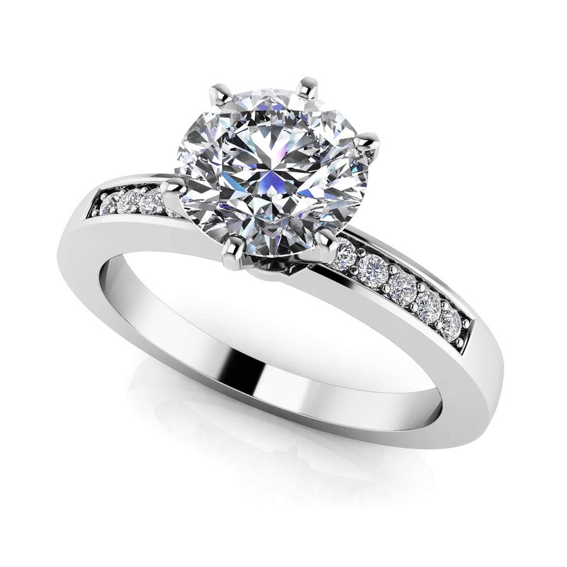 Diamond Accent Lab-Grown Diamond Engagement Ring with 0.55 ct. (0.50 ct. center diamond)