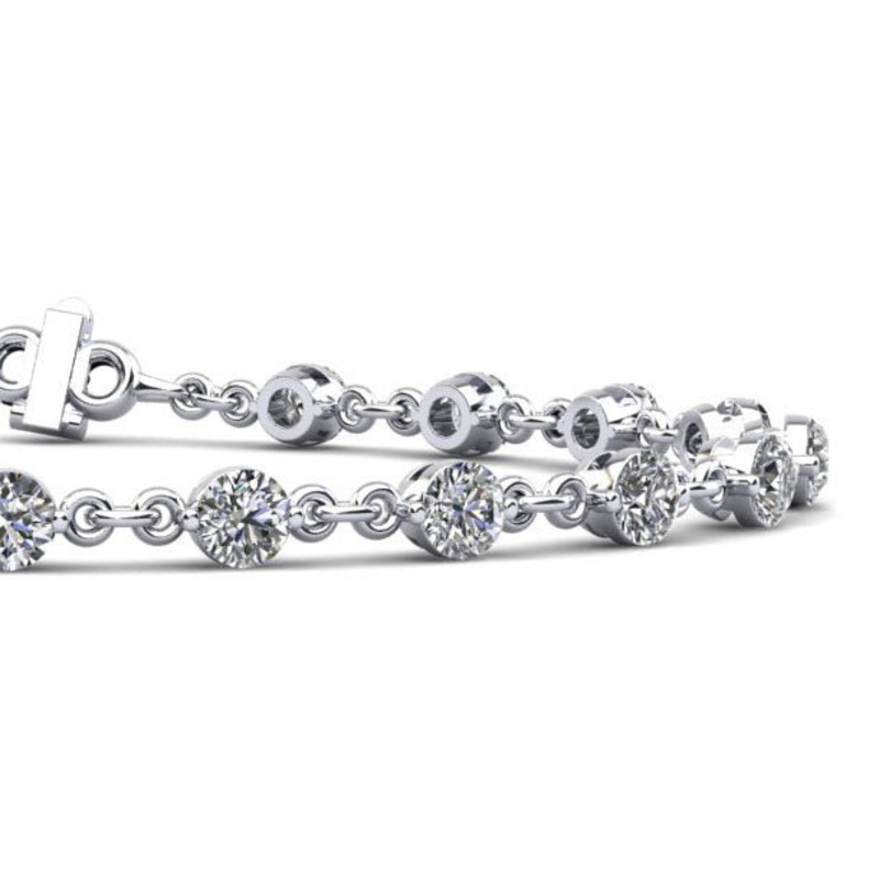 Diamond And Chain Link Lab-Grown Diamond Bracelet with 0.91 ct.(finished) 2mm