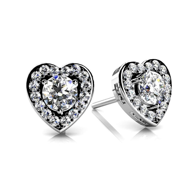 Diamond Heart Diamond Studs with 0.29 ct. (2X0.08 ct. center diamonds)