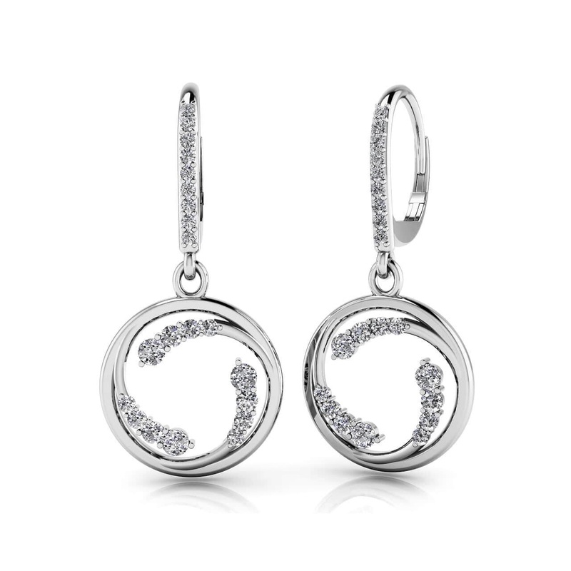 Diamond Wave Hoop Earrings Lab-Grown Diamond  with 0.48 ct.(finished)