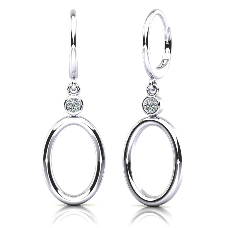 Double Oval Drop Diamond Hoop Earrings Lab-Grown Diamond  with 0.24 ct.(finished) 3.2mm
