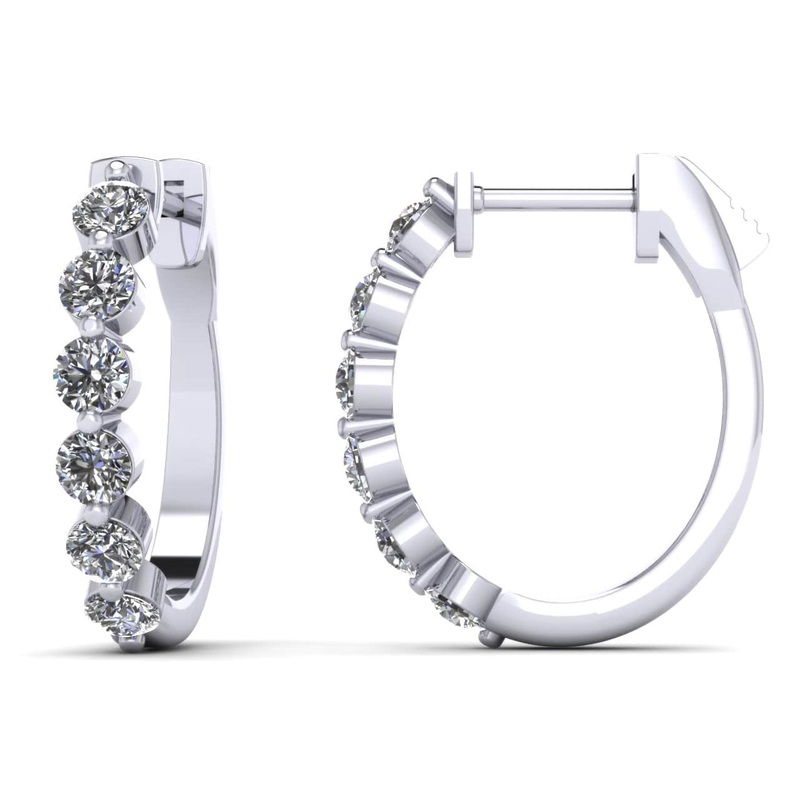 Elegant Oval Hoop Lab-Grown Diamond Earrings with 0.46 ct.(finished) 2mm