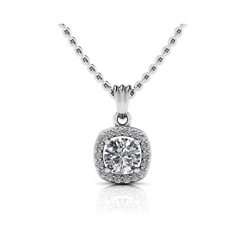 Everlasting Round Diamond Halo Surround Lab-Grown Diamond Pendant with 0.63 ct. (0.50 ct. center diamond)