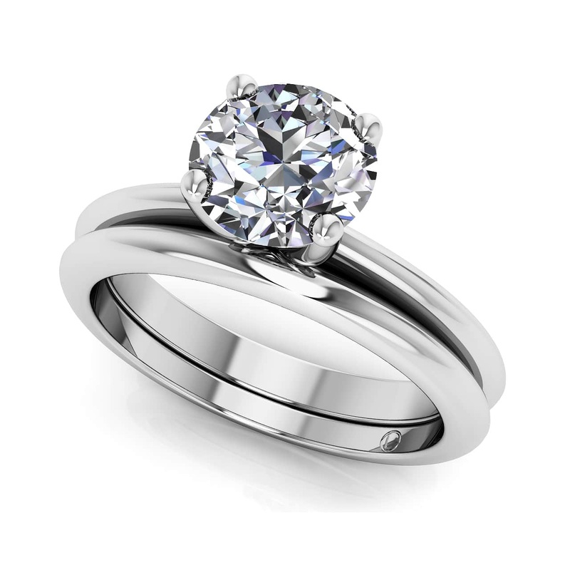 Four Prong Timeless Solitaire Lab-Grown Diamond Bridal Set with 0.25 ct.(finished) 4mm