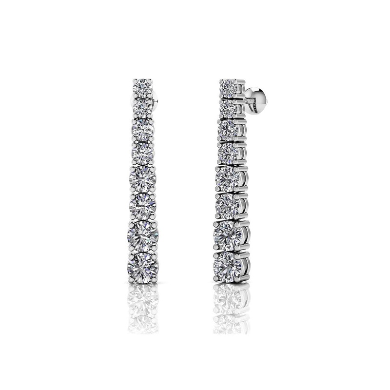 Graduated Round Diamond Dangle Drop Lab-Grown Diamond Earrings with 1.05 ct.(finished)