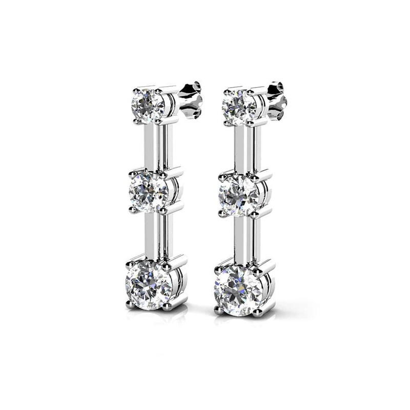 Graduated Triple Diamond Earrings In Lab-Grown Diamond  with 0.52 ct.(finished) 2.2mm, 2.8mm, 3.4mm