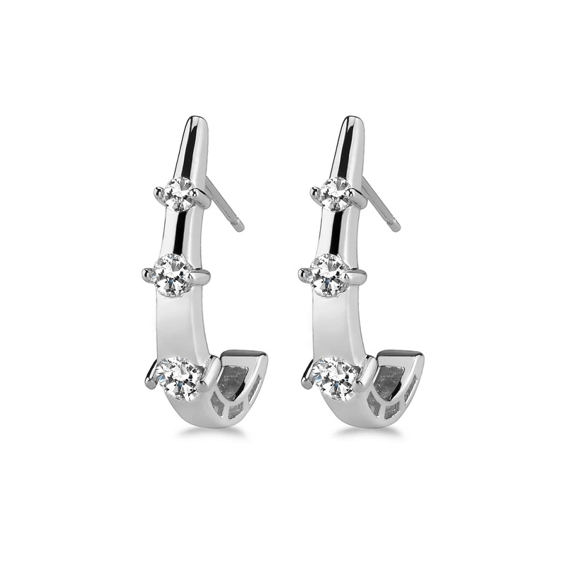 Half Scoop Diamond Earrings   with 0.32 ct.(finished) 1.4mm, 2.25mm, 2.75mm