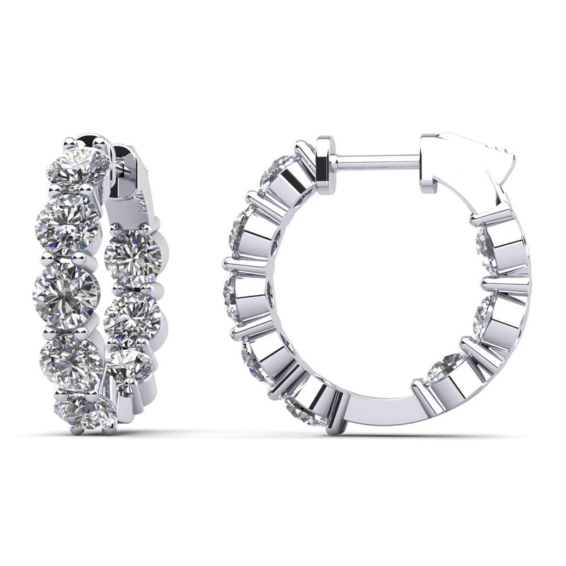 Luxury Inside Out Lab-Grown Diamond Hoop Earrings with 0.96 ct.(finished) 2.5mm