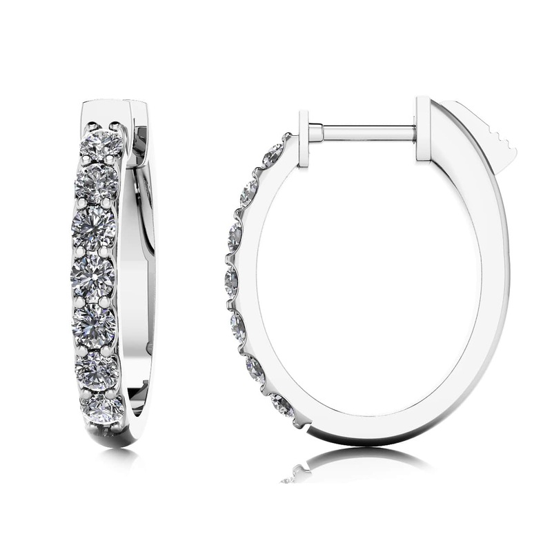 Oval Shaped Lab-Grown Diamond Hoop Earrings with 0.53 ct.(finished) 2mm